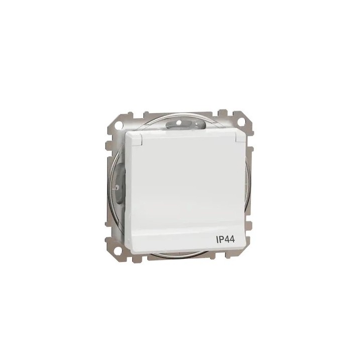 IP44 1-местная розетка с заземлением и крышкой, механическая SEDNA Design