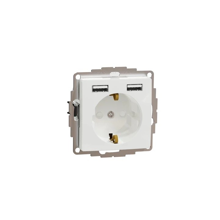 Üheosaline maandusega pistikupesa, 2xUSB, mehaaniline SEDNA disain