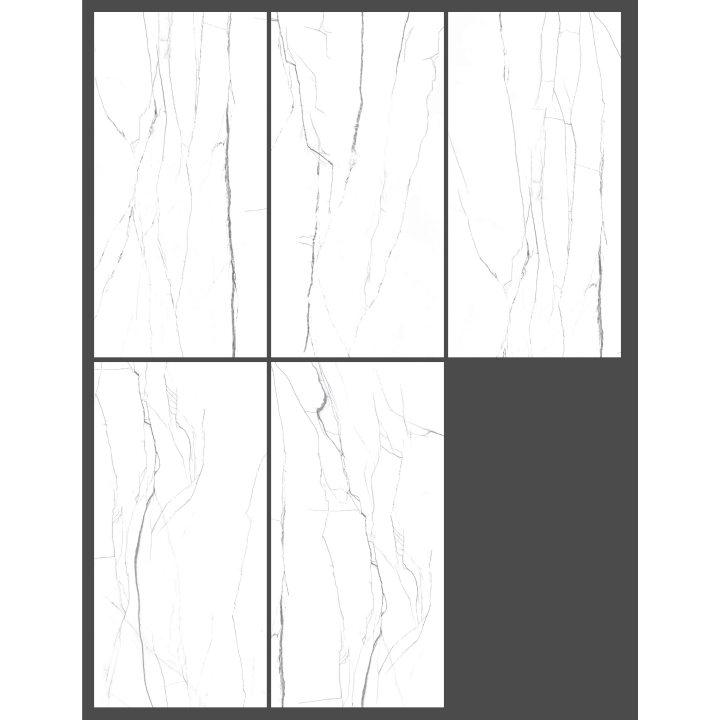 120x60cм / NOVA WHITE MARBLE / 5 Faces