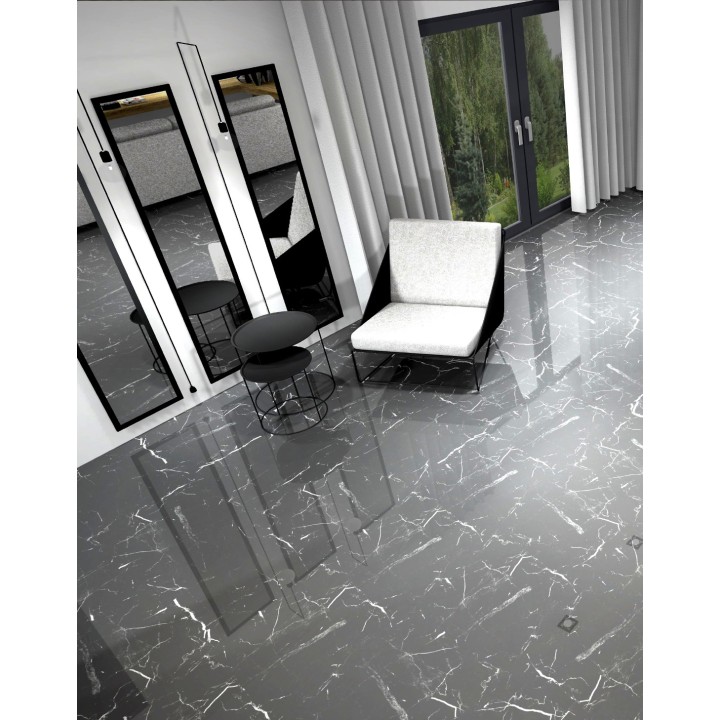 60x120cm AINARA BLACK / Hi- GLOSSY / 4 faces