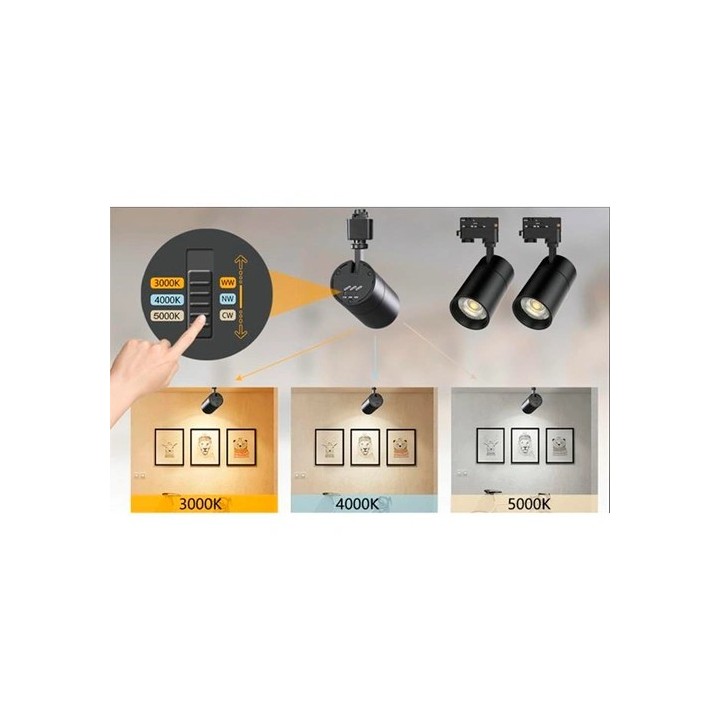LED Рельсовый светильник PULSO, 1F, 10W, 3CCT, IP20