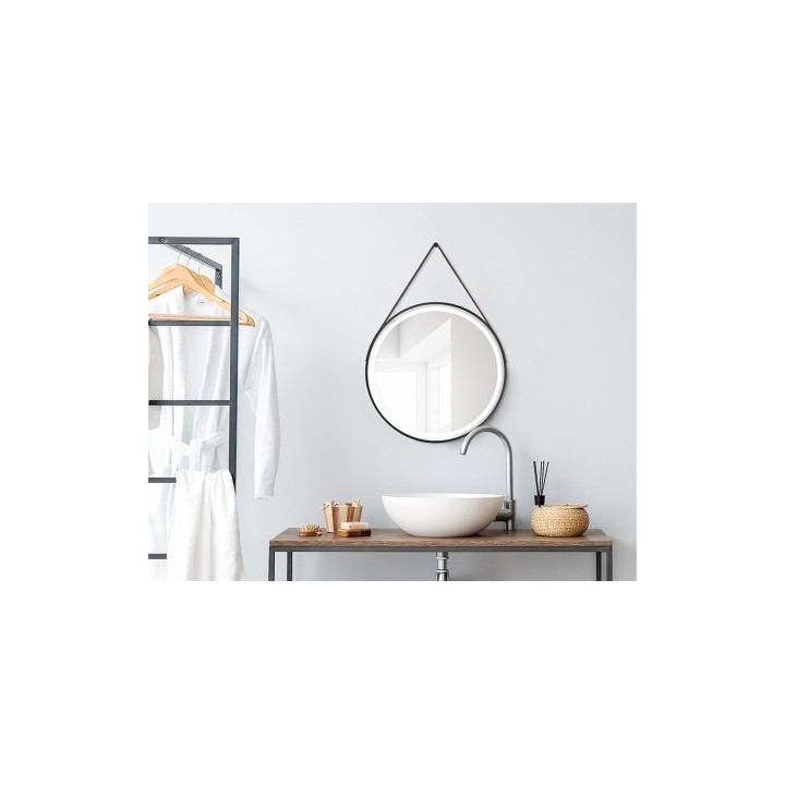 LED Зеркало FINE с  кожаным ремешком / Ø 60 cm