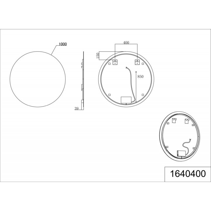 Зеркало Luna с LED подсветкой / Ø 100 cm