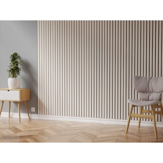 Seinapaneel/ribipaneel Mellow dekoratiiv valge/lakk 0,3x2,4m hall taust