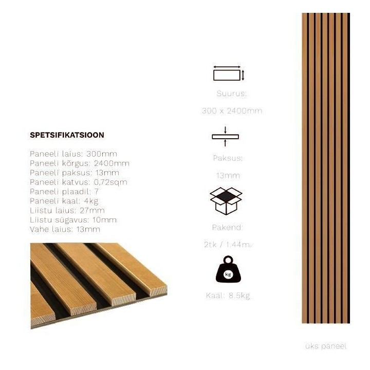 Стеновая панель Mellow dekoratiiv valge/lakk 0,3x2,4m must taust