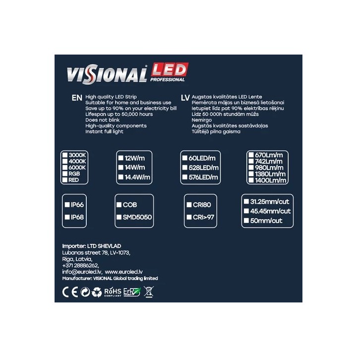 Veekindel LED-riba 6000K, IP68, 12V, 12W, SMD5050, 5m