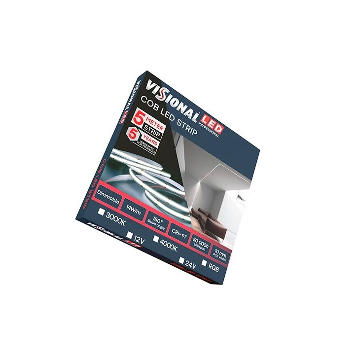 LED-riba COB 3000K, IP20, 12V, 14W, 5m