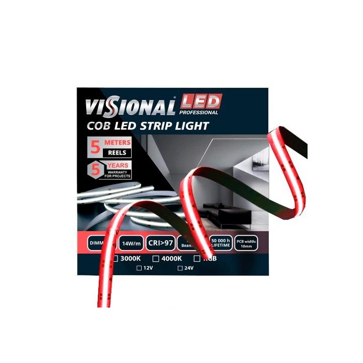 LED-riba COB RGB, IP20, 24V, 14W, 5m