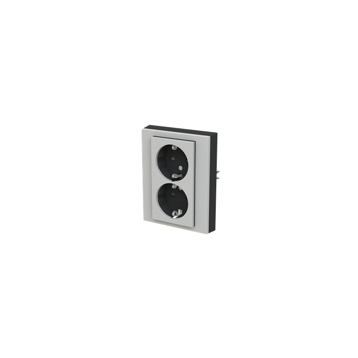 ABB Levit Двойная Розетка титан/черный 5522H-C03457 70W